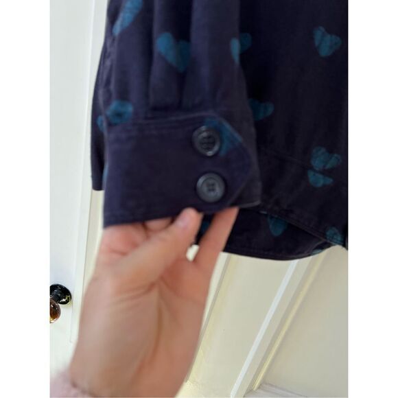 Marc by Marc Jacobs blue with teal broken hearts cowl neck cropped dolman style - Picture 4 of 7